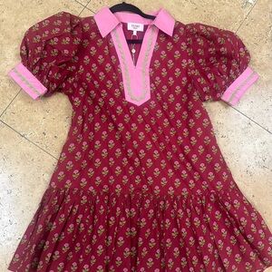 Entro Burgundy and Pink Floral Mini Dress
